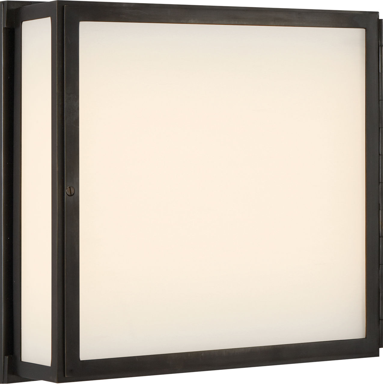 Mercer Square Box Light in Bronze with White Glass