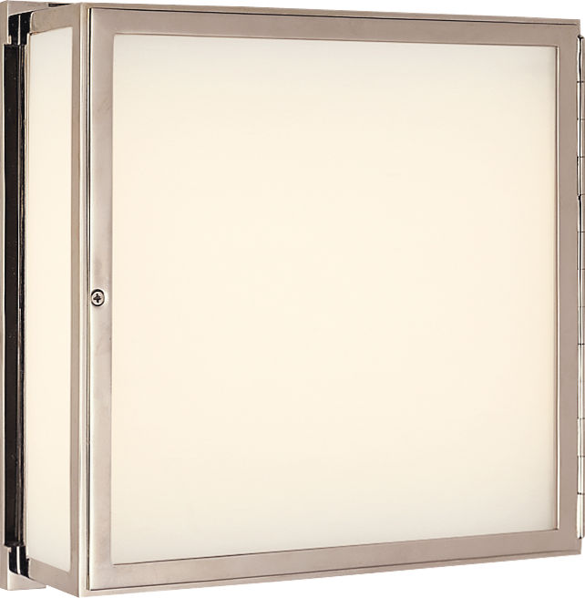 Mercer Square Box Light in Polished Nickel with White Glass