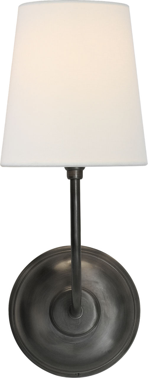 Vendome Single Sconce in Bronze with Linen Shade