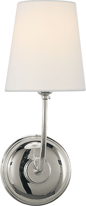 Vendome Single Sconce in Polished Nickel with Linen Shade