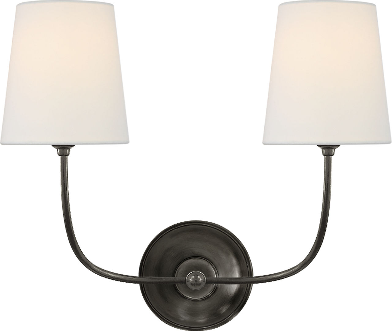 Vendome Double Sconce in Bronze with Linen Shades