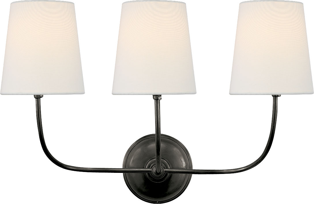 Vendome Triple Sconce in Bronze with Linen Shades