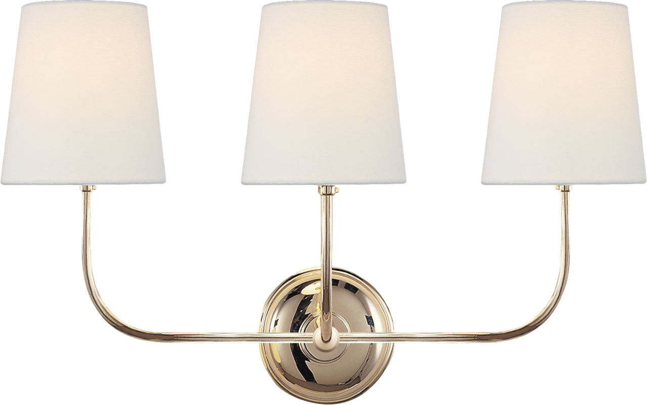 Vendome Triple Sconce in Polished Nickel with Linen Shades