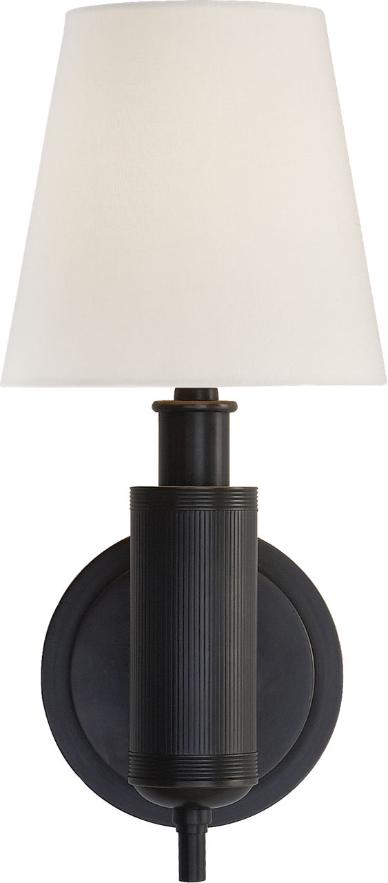 Longacre Sconce in Bronze with Linen Shade