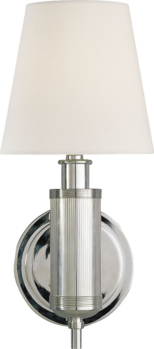 Longacre Sconce in Polished Nickel with Linen Shade