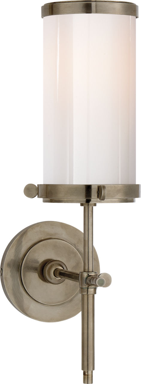 Bryant Bath Sconce in Antique Nickel with White Glass