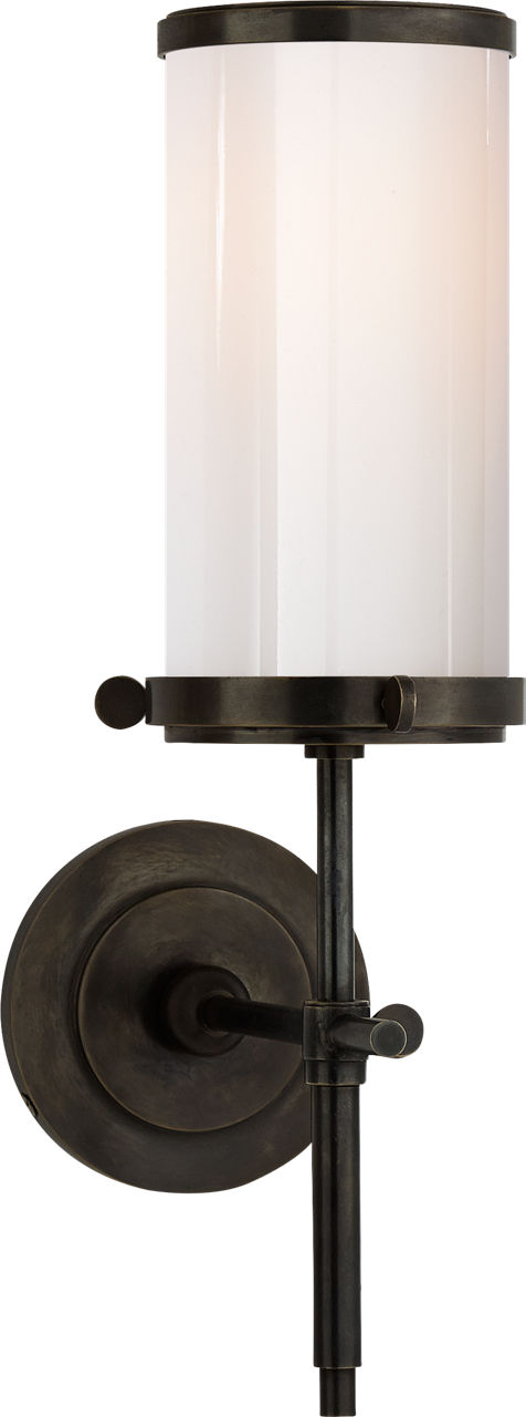 Bryant Bath Sconce in Bronze with White Glass