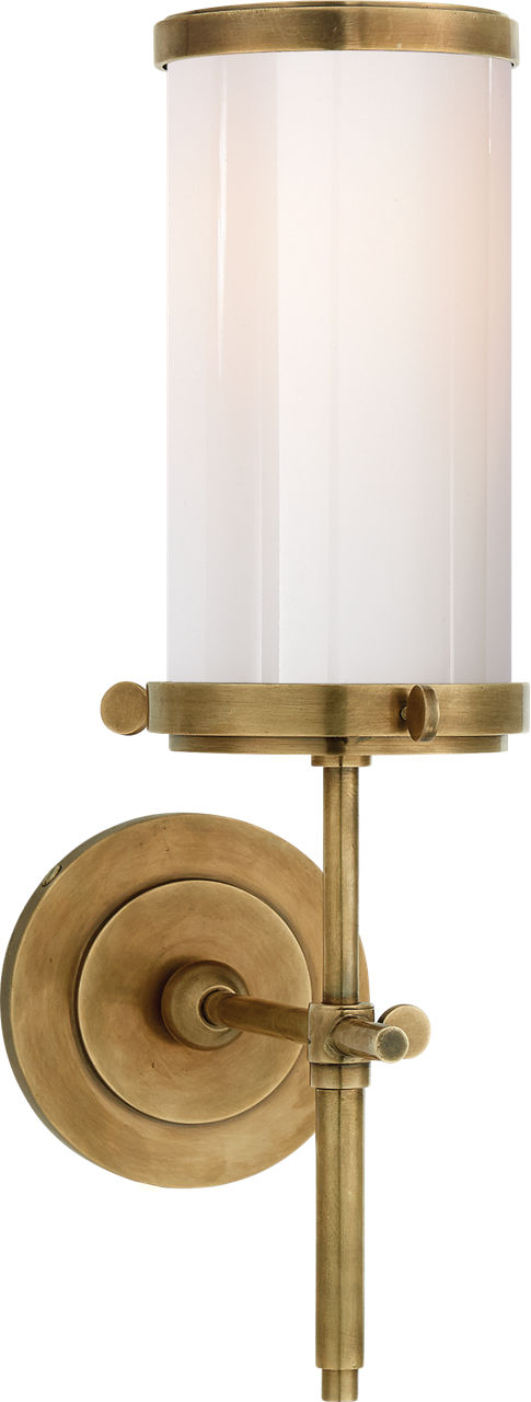 Bryant Bath Sconce in Hand-Rubbed Antique Brass with White Glass