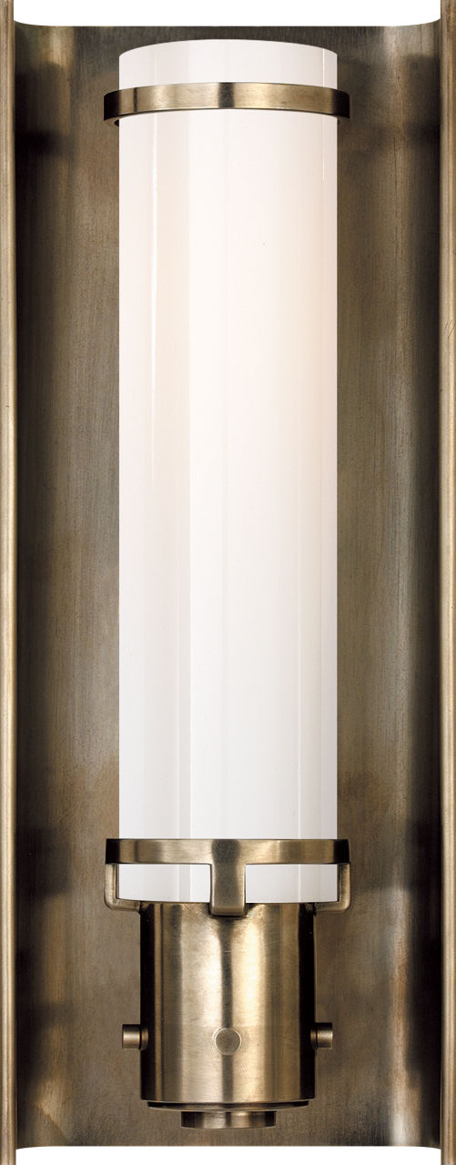 Greenwich Sconce in Antique Nickel with White Glass