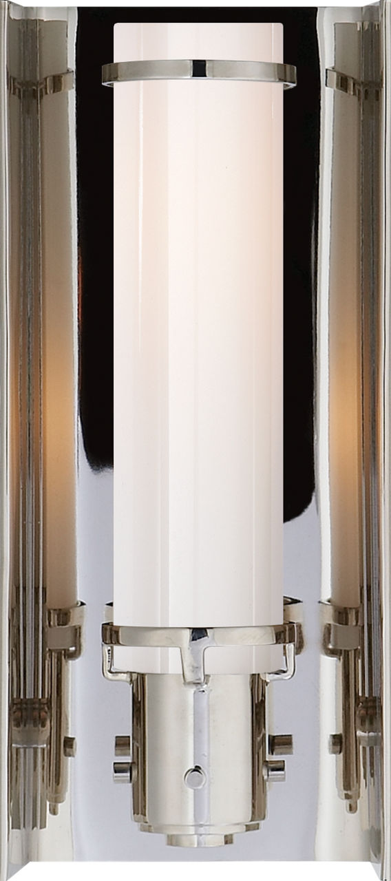 Greenwich Sconce in Polished Nickel with White Glass