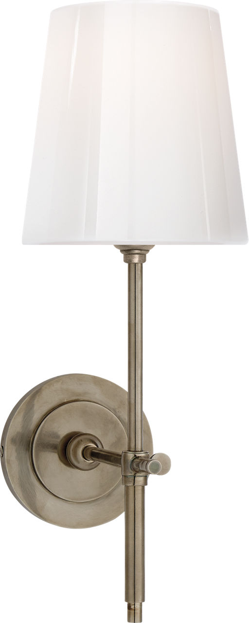 Bryant Sconce in Antique Nickel with White Glass