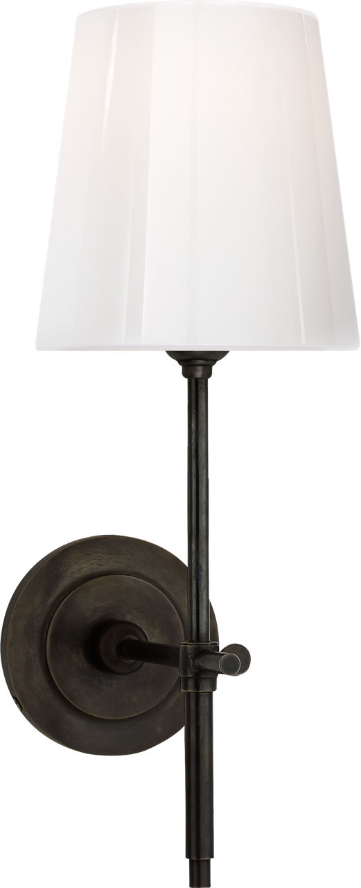 Bryant Sconce in Bronze with White Glass Shade