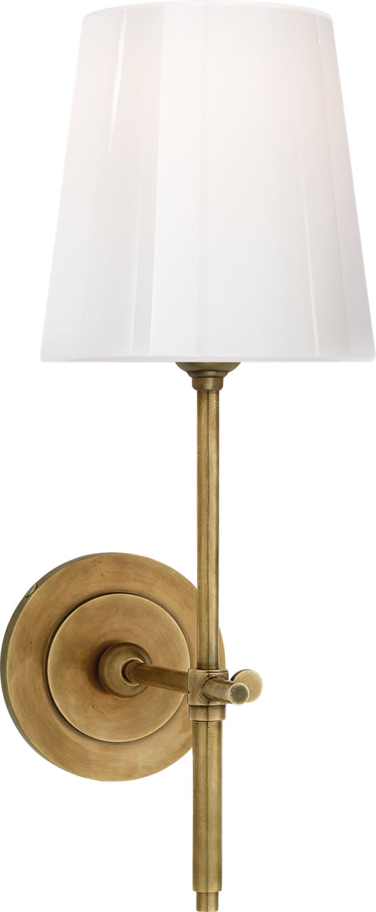 Bryant Sconce in Hand-Rubbed Antique Brass with White Glass Shade