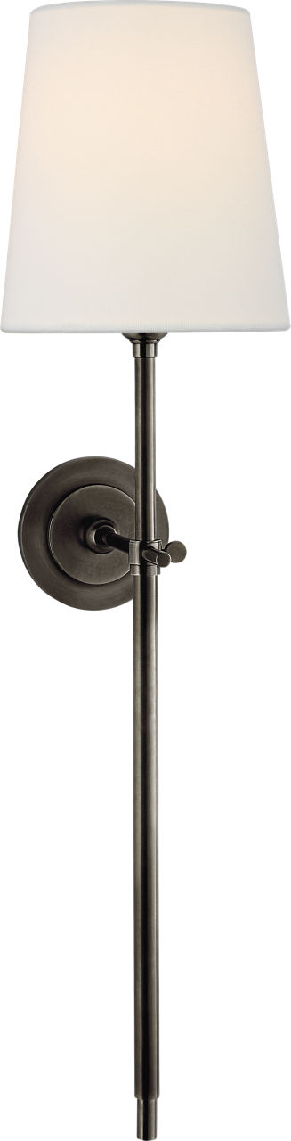 Bryant Large Tail Sconce in Bronze with Linen Shade
