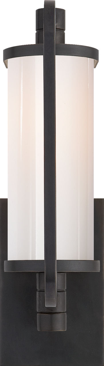 Keeley Short Pivoting Sconce in Bronze with White Glass