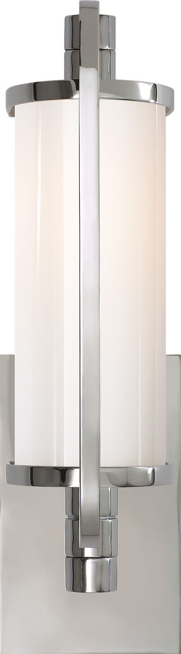 Keeley Short Pivoting Sconce in Chrome with White Glass