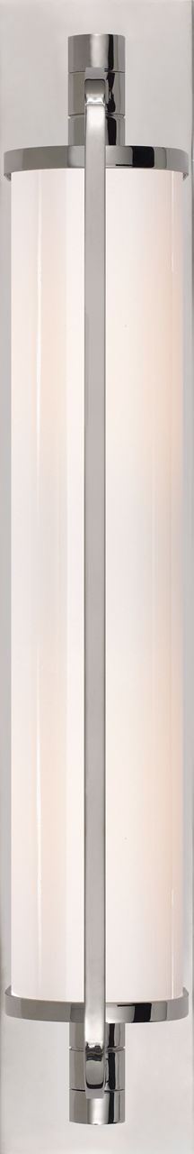 Keeley Tall Pivoting Sconce in Polished Nickel with White Glass