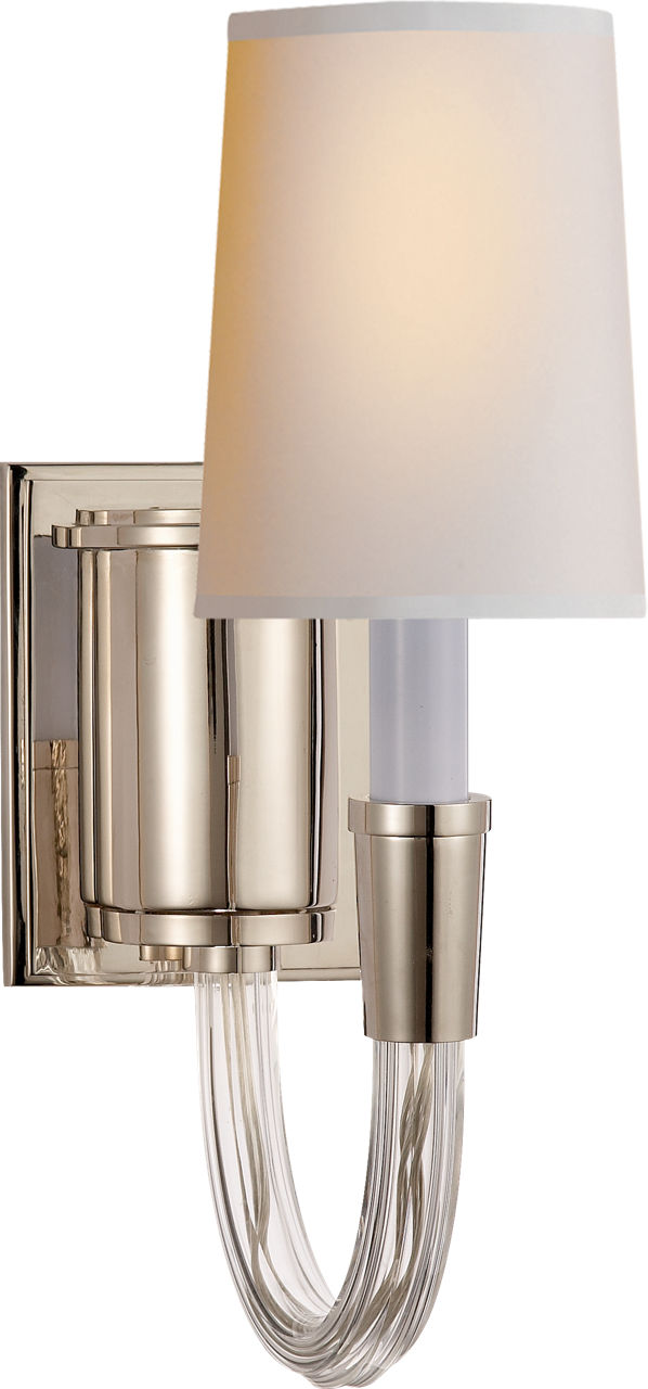 Vivian Single Sconce in Polished Nickel with Natural Paper Shade