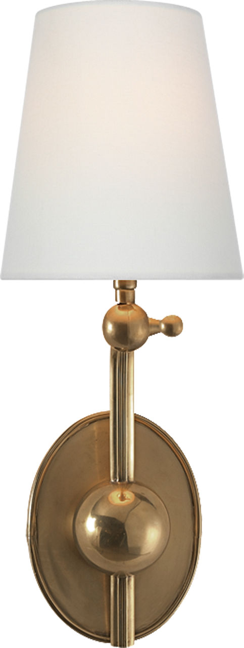 Alton Pivoting Sconce in Hand-Rubbed Antique Brass with Linen Shade