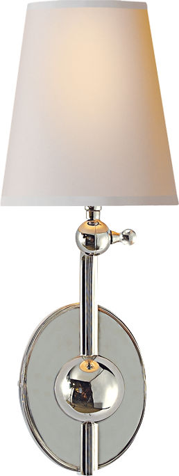 Alton Pivoting Sconce in Polished Nickel with Natural Paper Shade