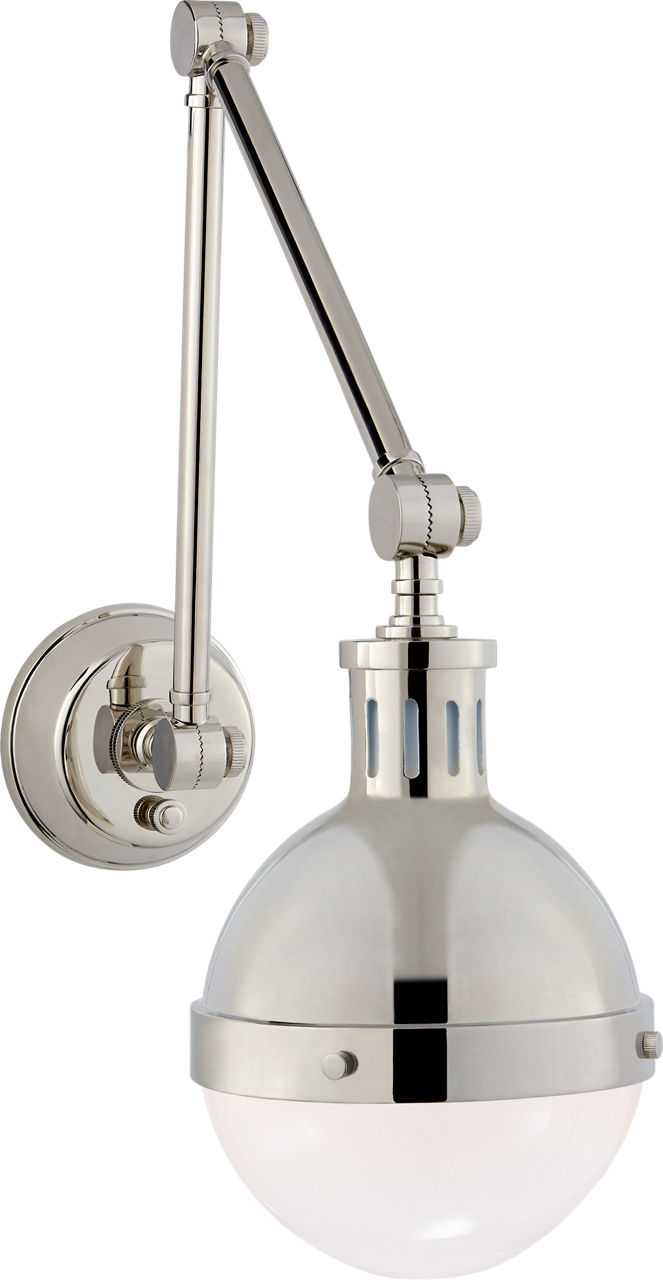 Hicks Library Light in Polished Nickel with White Glass