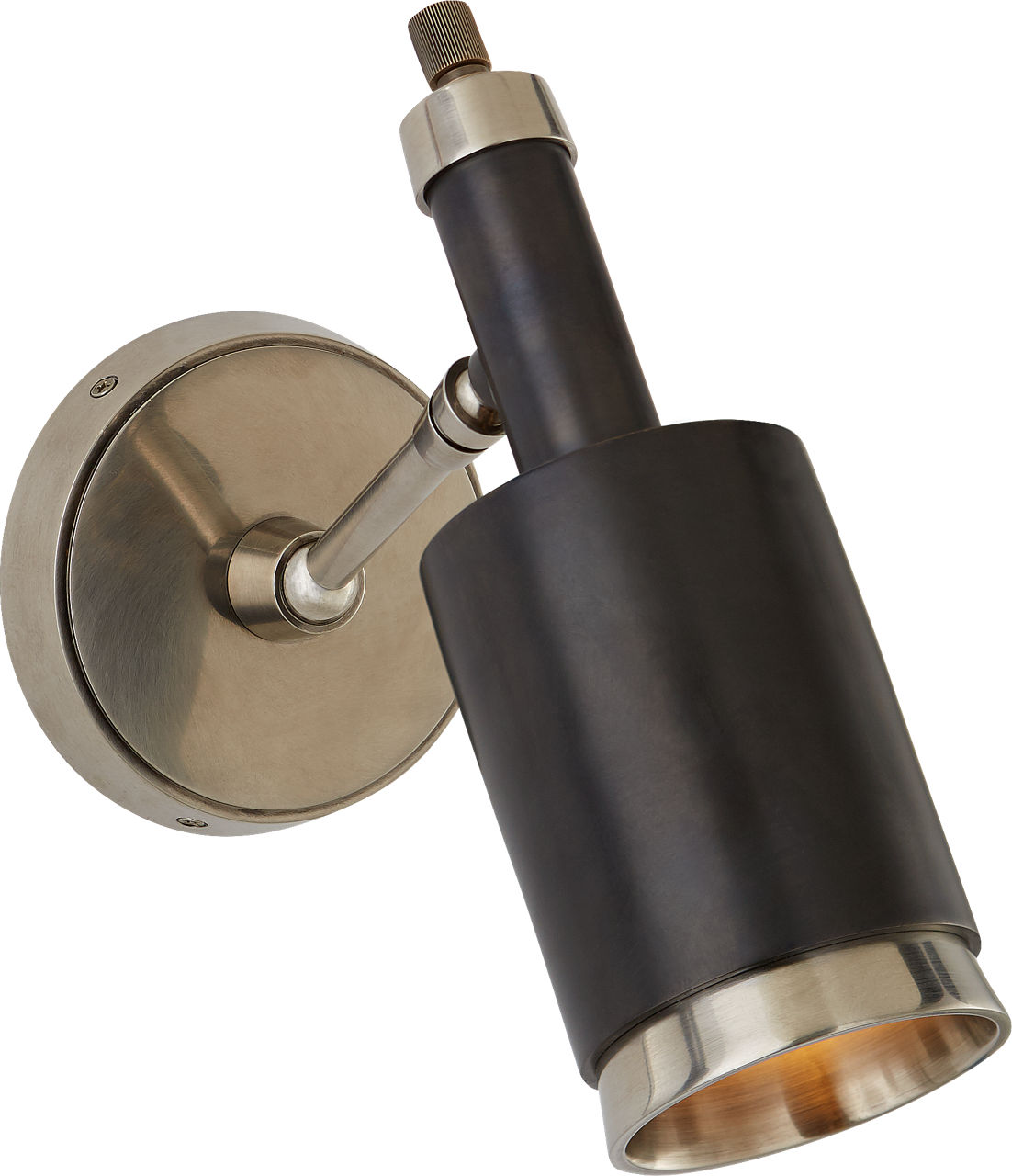 Anders Small Articulating Wall Light in Antique Nickel and Bronze