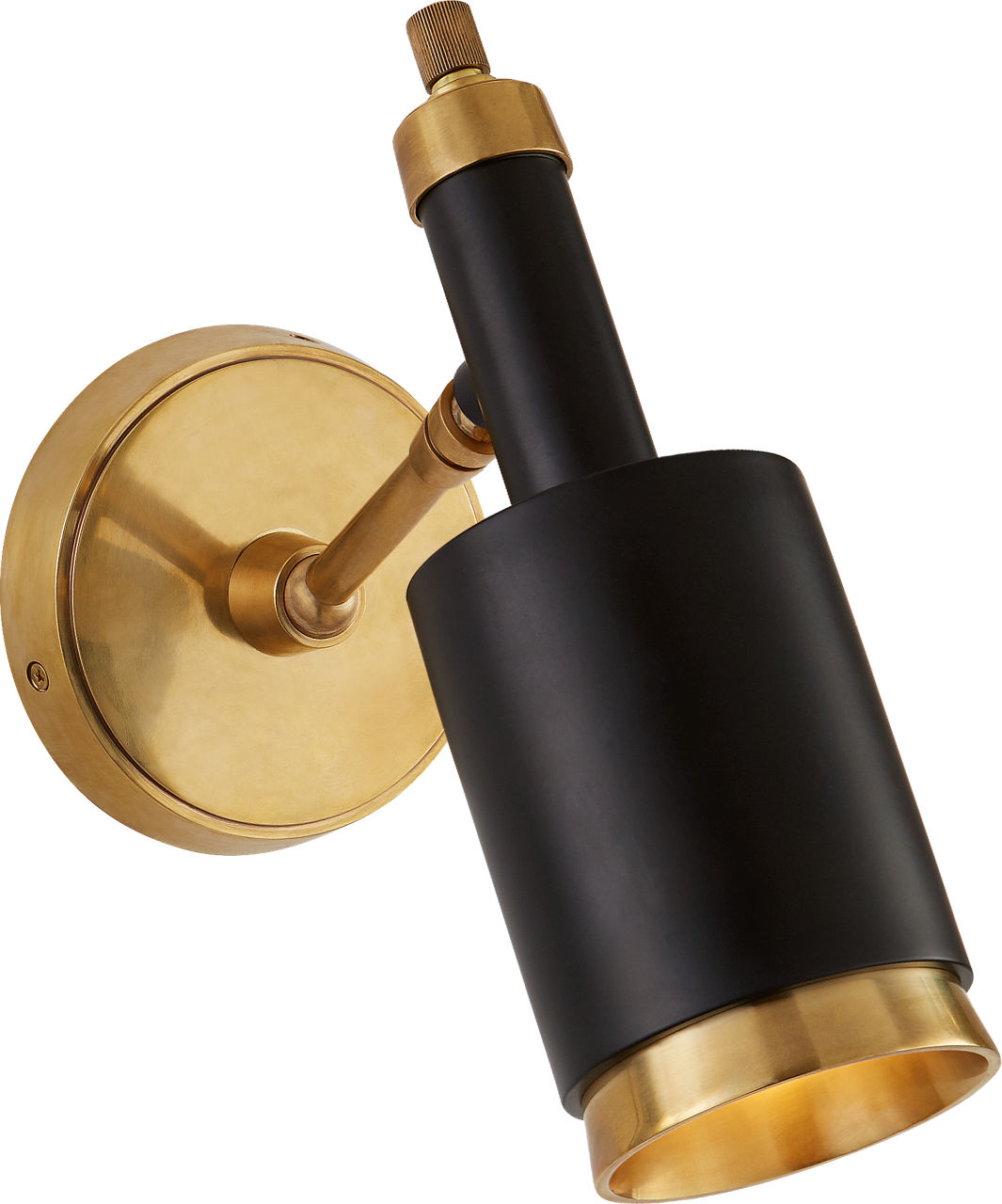 Anders Small Articulating Wall Light in Hand-Rubbed Antique Brass and Black