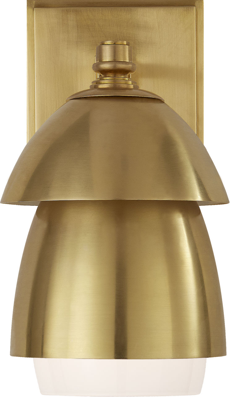 Whitman Small Sconce in Hand-Rubbed Antique Brass w/ Hand-Rubbed Antique Brass and White Glass Shade
