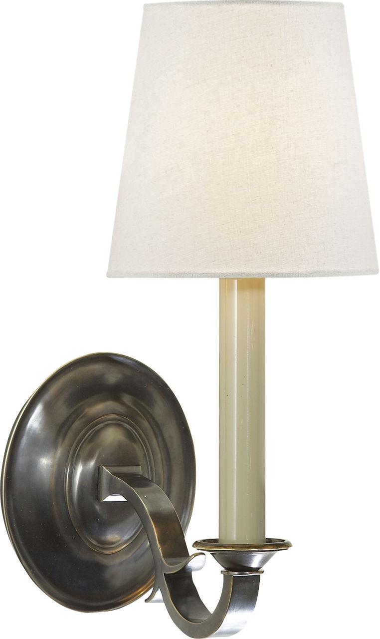 Channing Single Sconce in Bronze with Linen Shade