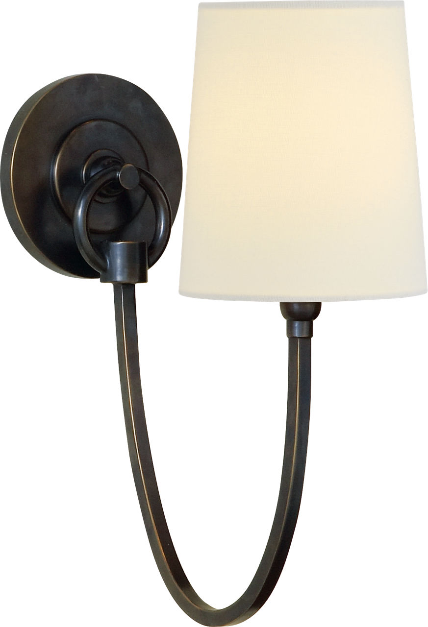 Reed Single Sconce in Bronze with Linen Shade