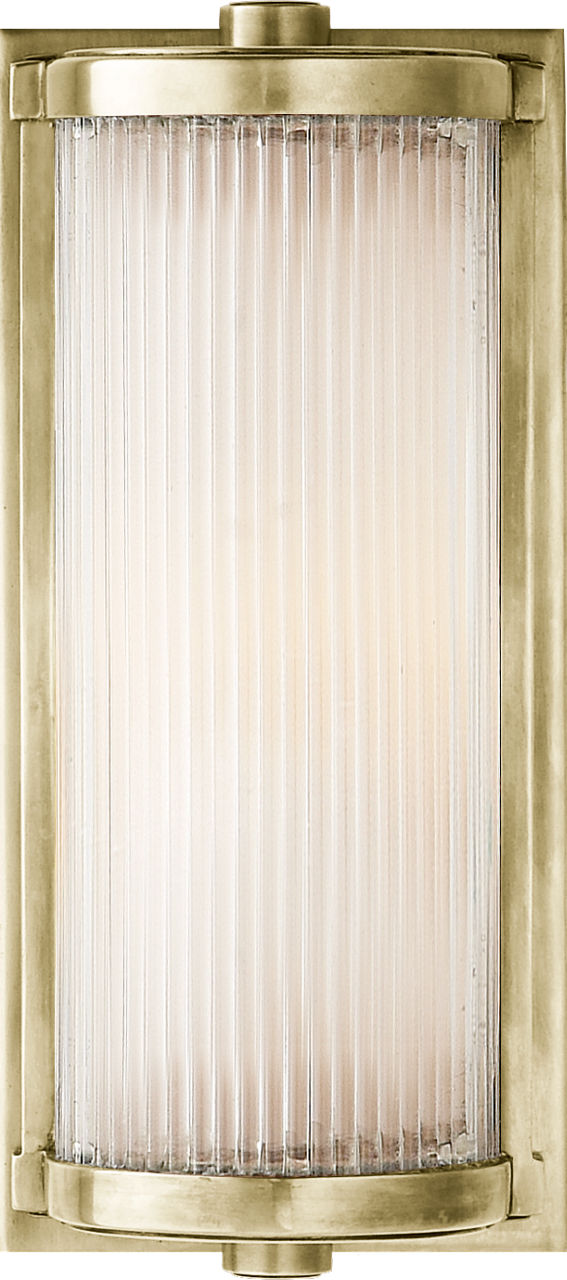 Dresser Short Glass Rod Light in Antique Nickel with Frosted Glass Liner