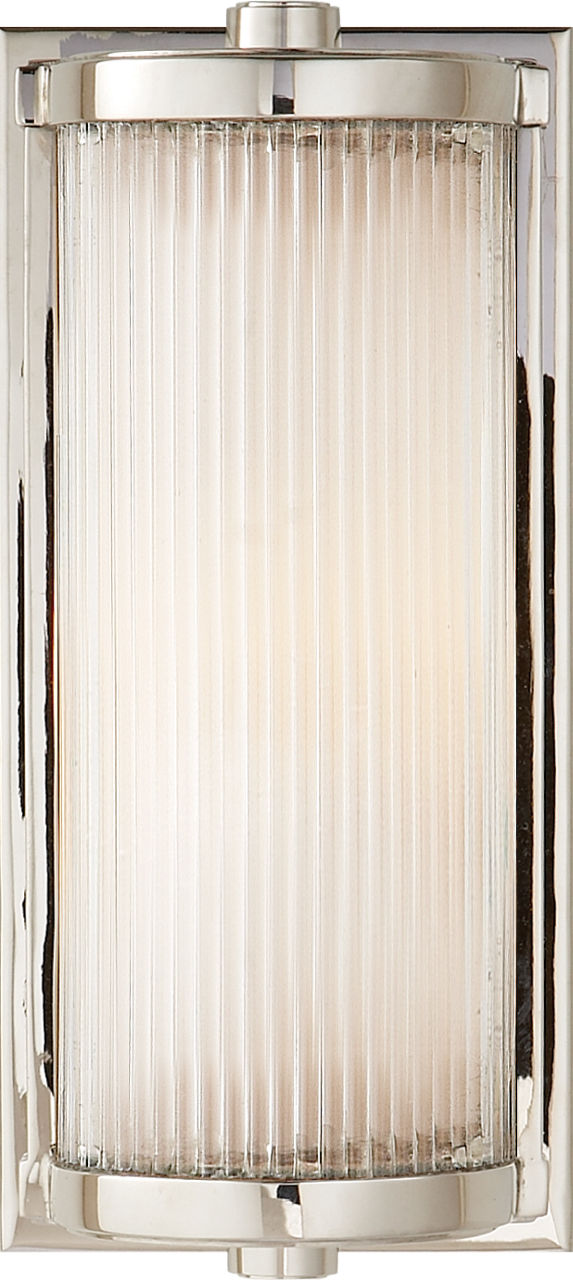 Dresser Short Glass Rod Light in Polished Nickel with Frosted Glass Liner