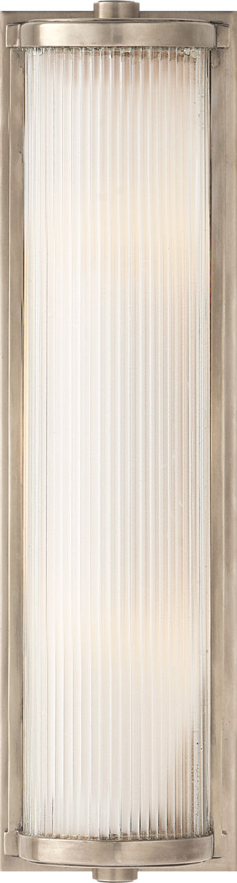 Dresser Long Glass Rod Light in Antique Nickel with Frosted Glass Liner