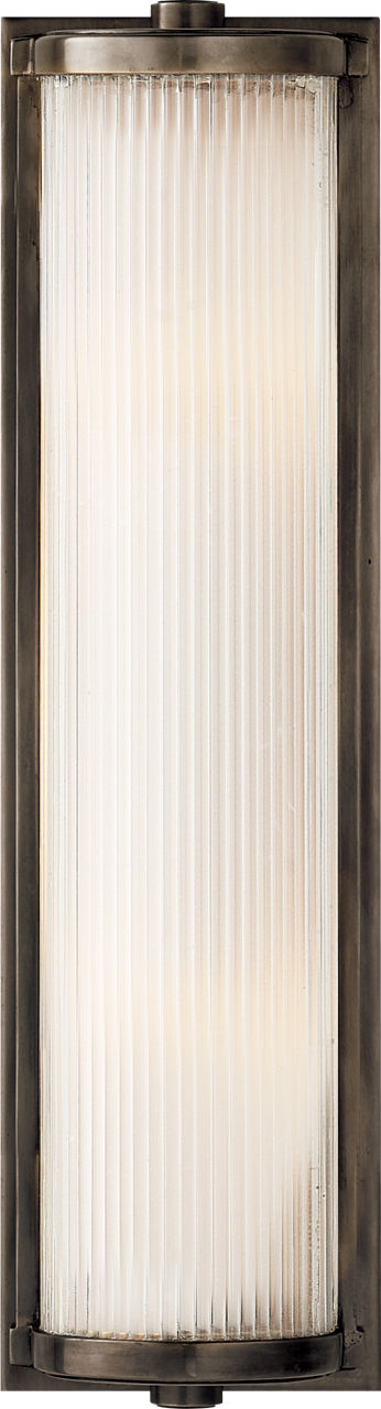 Dresser Long Glass Rod Light in Bronze with Frosted Glass Liner