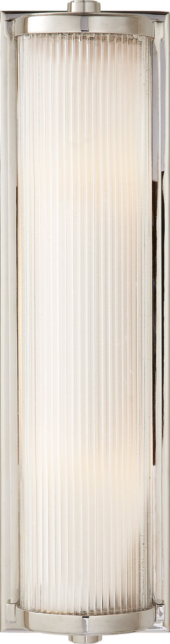 Dresser Long Glass Rod Light in Polished Nickel with Frosted Glass Liner