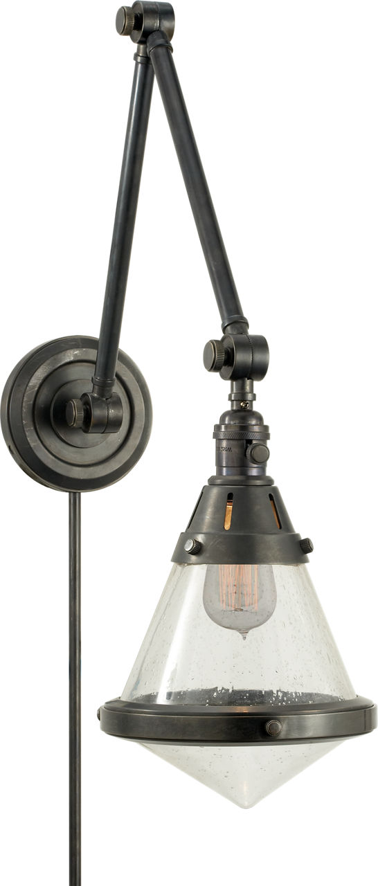 Gale Library Wall Light in Bronze with Seeded Glass