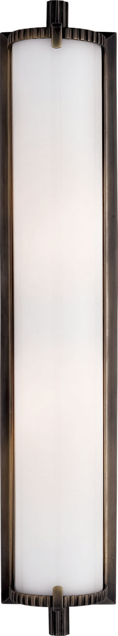 Calliope Tall Bath Light in Bronze with White Glass