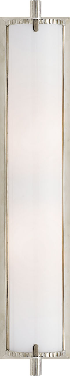 Calliope Tall Bath Light in Polished Nickel with White Glass