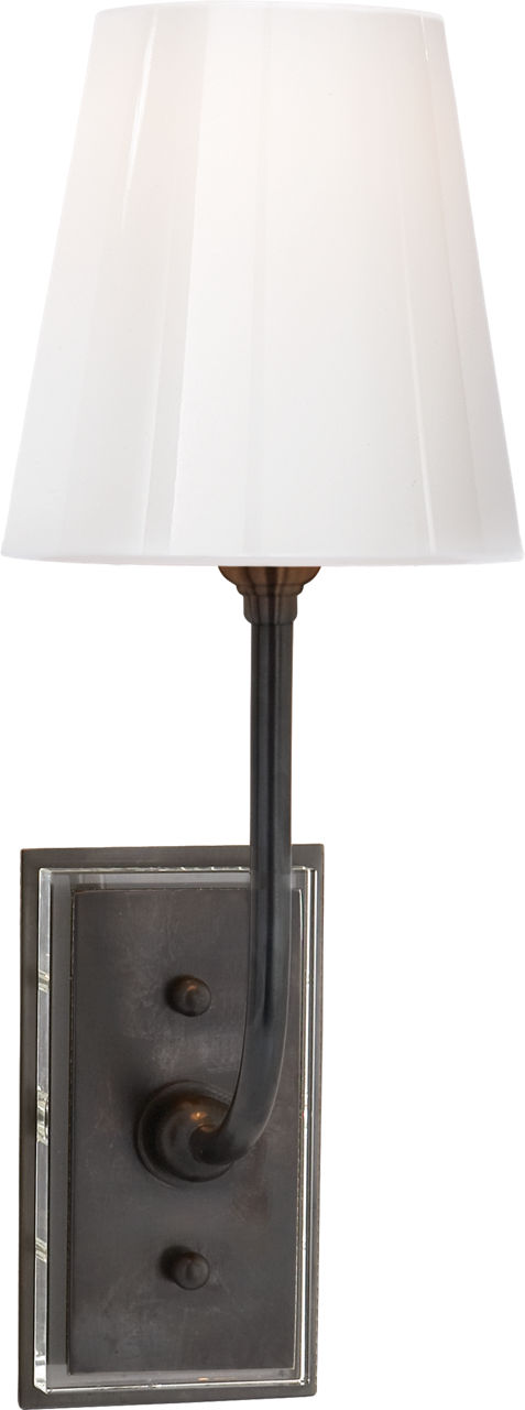 Hulton Sconce in Bronze with Crystal Backplate and White Glass Shade