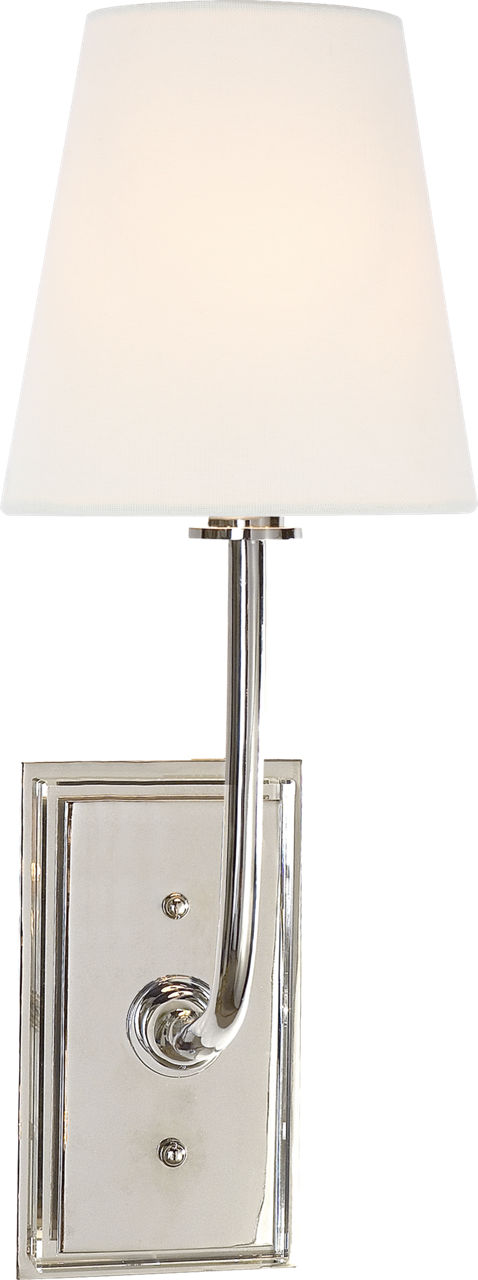 Hulton Sconce in Polished Nickel with Crystal Backplate with Linen Shade