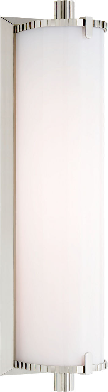 Calliope Medium Bath Light in Polished Nickel with White Glass