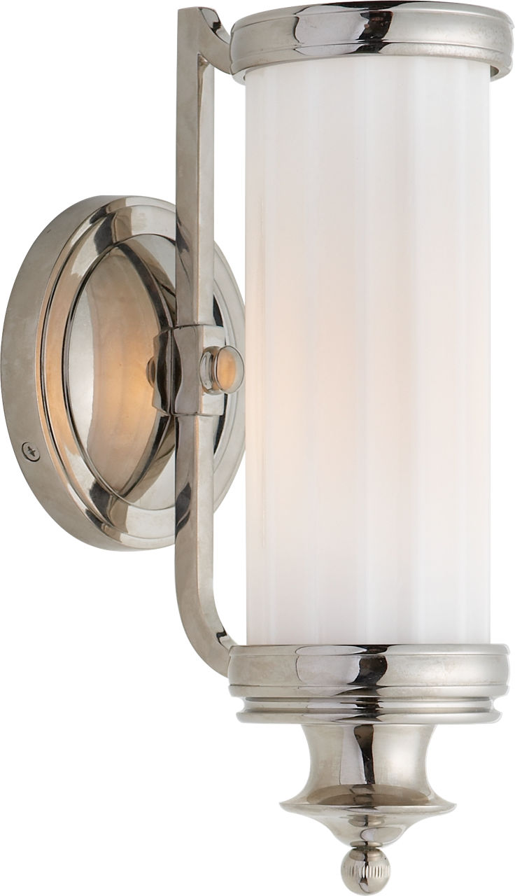 Milton Road Sconce in Polished Nickel with White Glass