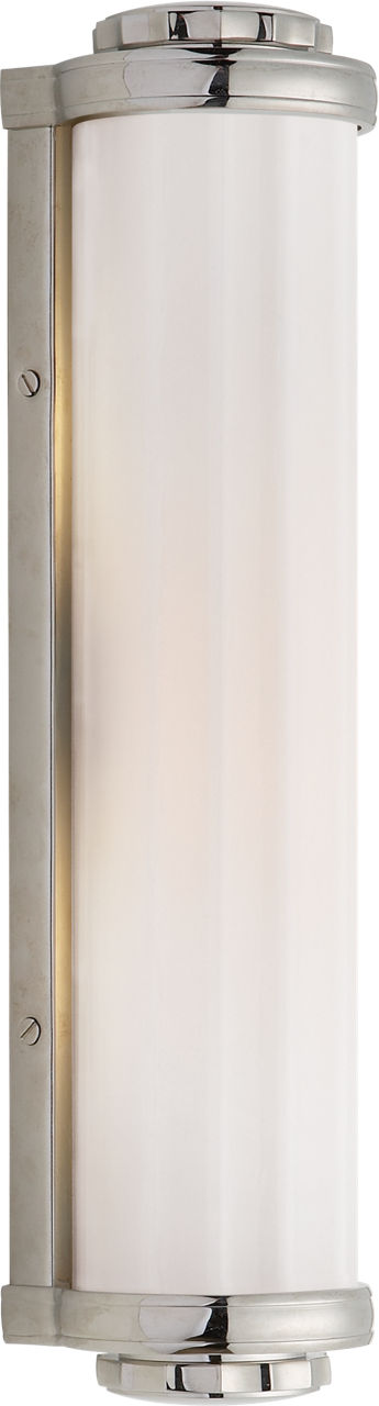 Milton Road Bath Light in Polished Nickel with White Glass