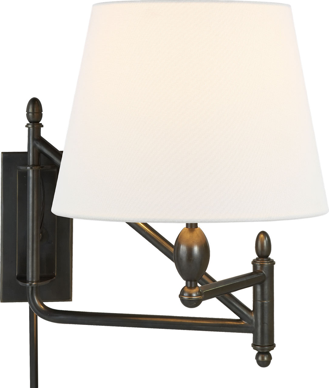 Paulo Small Bracket Light in Bronze with Linen Shade