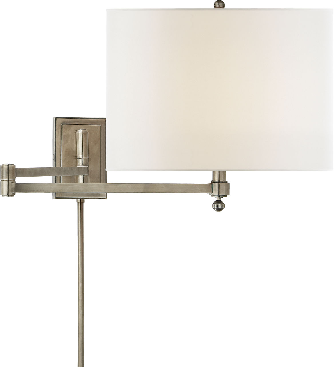 Hudson Swing Arm in Antique Nickel with Linen Shade