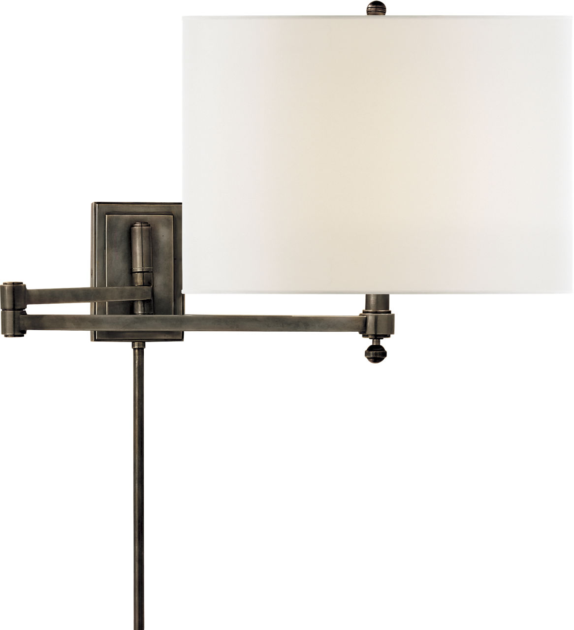 Hudson Swing Arm in Bronze with Linen Shade