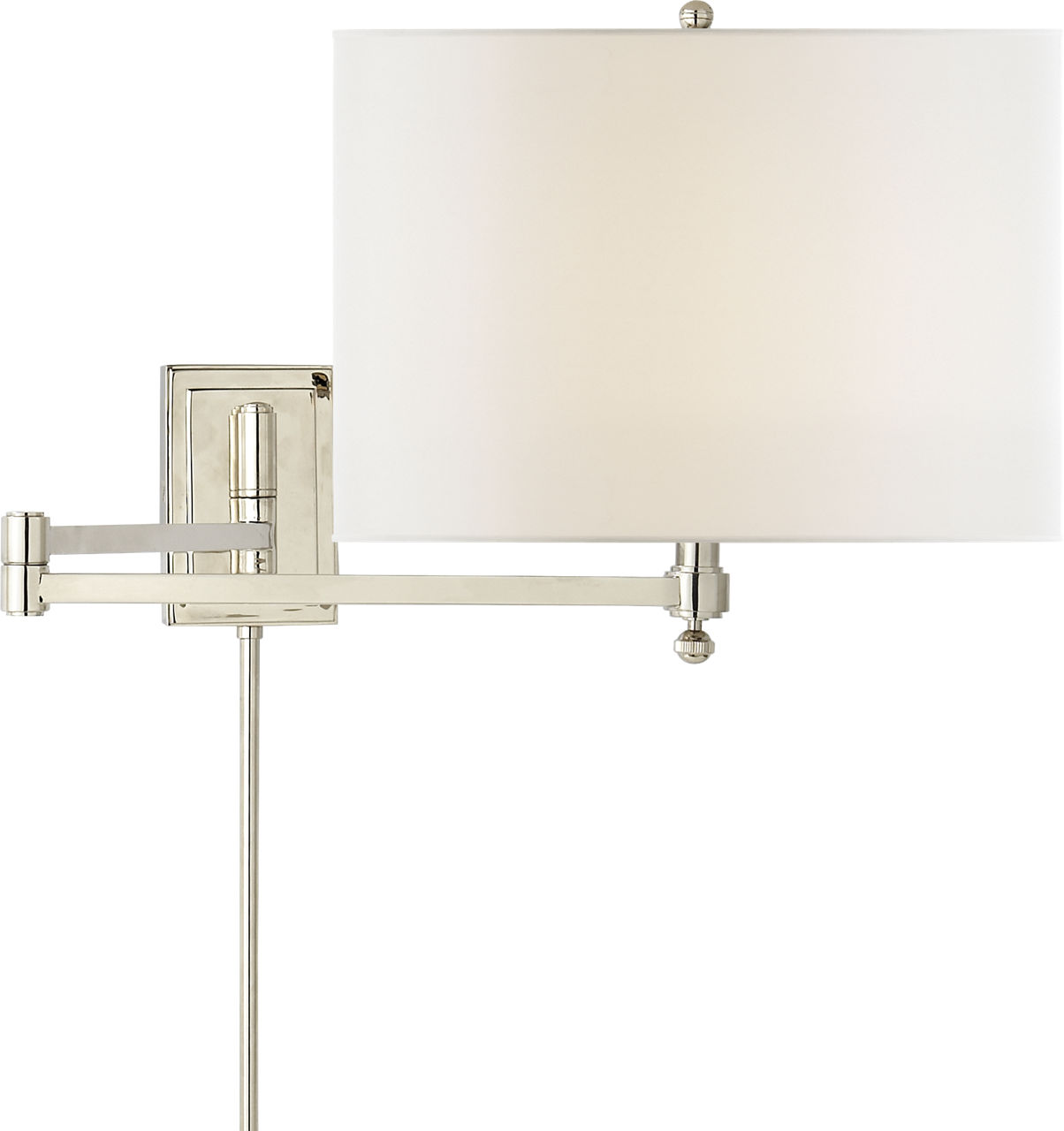 Hudson Swing Arm in Polished Nickel with Linen Shade