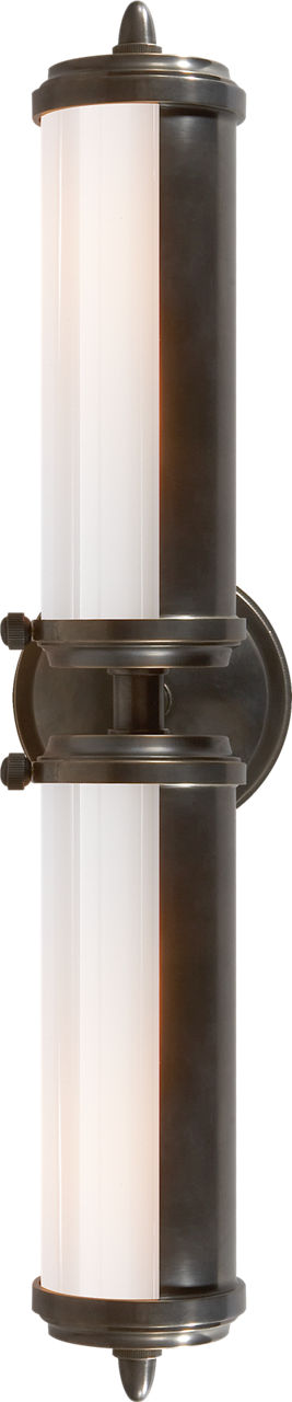 Merchant Double Bath Light in Bronze with White Glass