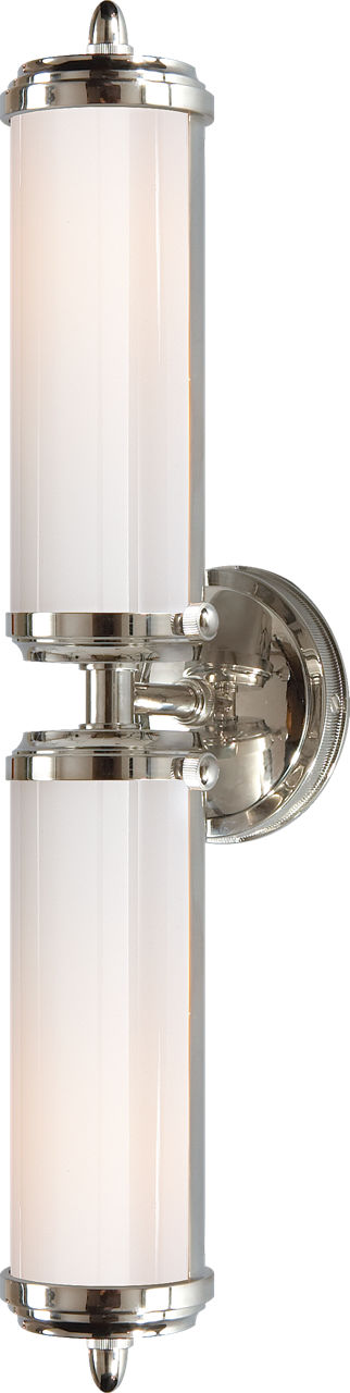 Merchant Double Bath Light in Chrome with White Glass