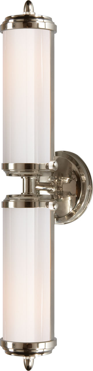 Merchant Double Bath Light in Polished Nickel with White Glass